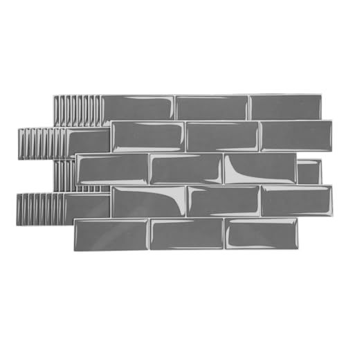 HARFINGTON Peel and Stick Backsplash Tiles 9.4"x4.7" Grey, 10Pcs - color: Gray