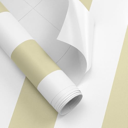 Erfoni 17.7"x118" Brown and White Wallpaper Stripe Peel and Stick Wallpaper - color: Brown and White, size: 17.7" x 118"