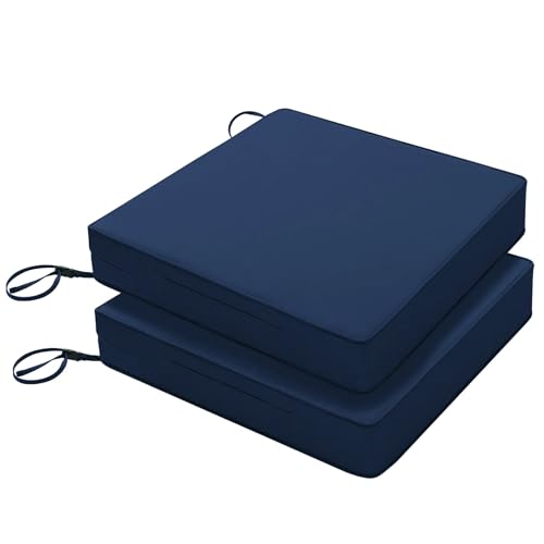 Favoyard Patio Chair Cushions 24 x 24 x 4 Inch Waterproof Outdoor Seat - color: Blue, size: 24 x 24 x 4 In