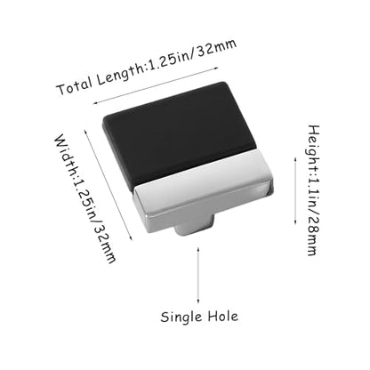 10 Pack Black Silver Square Cabinet Knobs, Single Hole - color: Black Silver, size: Square