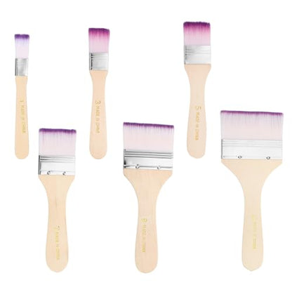 PATIKIL 6Pcs Wooden Paint Brush Set, 5.2/5.6/5.9/6.1/6.3/6.9" Nylon Bristle - color: Purple/White, size: #1/3/5/7/9/11