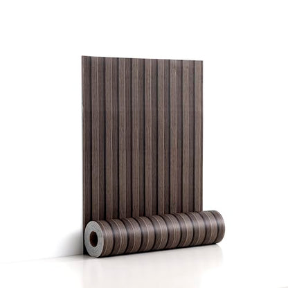 Walnut Peel and Stick Slat Wall Panels,Wood Grain Paneling - color: Dark Walnut