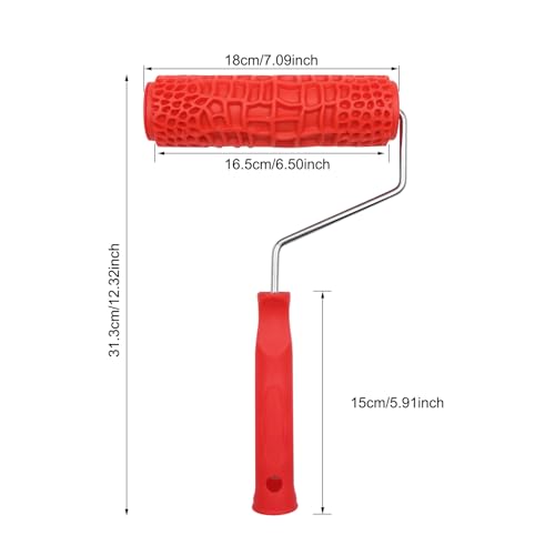 Patterned Paint Roller 7'', 3D Embossing Rubber Roller for Wall Decoration, DIY Pattern Texture Tools, Household Wall Painting (Crocodile Pattern)