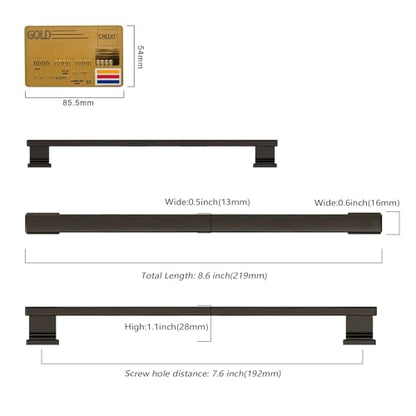 Amerdeco 10 Pack Matte Black Cabinet Pulls 7.5" - color: Matte Black, size: 7.5" hole center