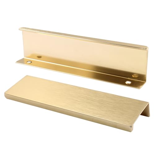 12 Pack 4.72"/120mm Brushed Brass Hidden Cabinet Pulls - color: Brushed Brass, size: 4.72"/120mm - 12 Pack