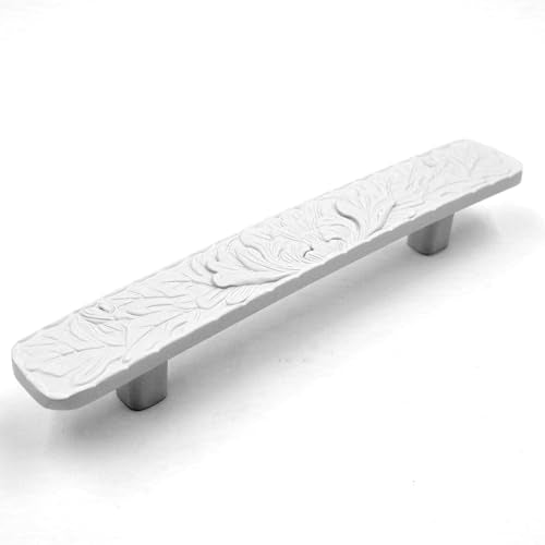JETLAND Bridged Drawer Cabinet Pulls, 4-Pack White 4" Hole Centers, Antique Peony Solid Cast, TG0115WW102 - color: White, size: 4 Inch Hole Centers