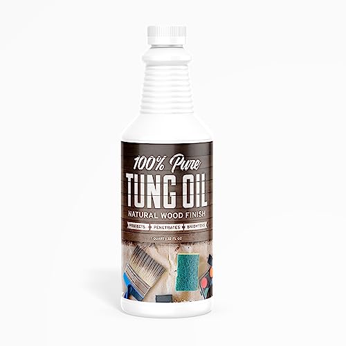 Ecoxall Pure Tung Oil - 32 Fl Oz - 1 Quart - 100% Pure Tung Oil for Wood Finishing - Ideal for Furniture Polish - Preserve and Restore Furniture, Wood Flooring, Patio and more