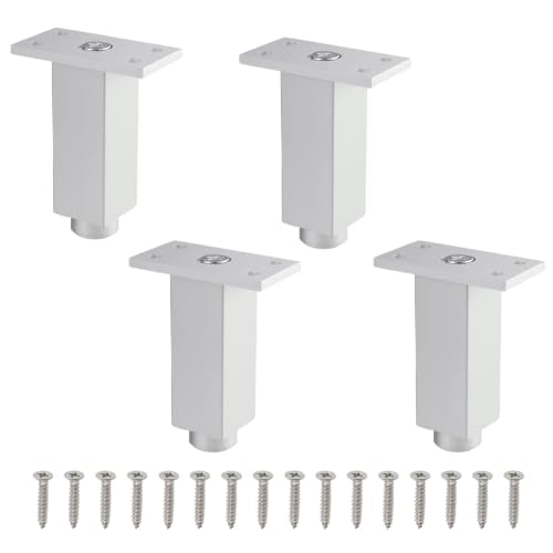 Geesatis Furniture Legs,Adjustable Square Rectangular Replacement Feet - color: White, size: 3inch