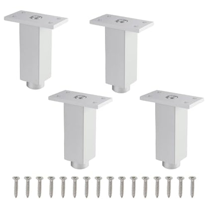 Geesatis Furniture Legs,Adjustable Square Rectangular Replacement Feet - color: White, size: 3inch