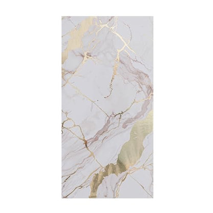 Haimin Wall Panels Peel and Stick 10 Pieces 23.6x11.8in (19.4 Sq. Ft. Coverage) Lightweight Backsplash Marble Look Tile (not Real Marble) Ideal for Kitchen Bathrooms Living Rooms Bedrooms - color: White Gold-03