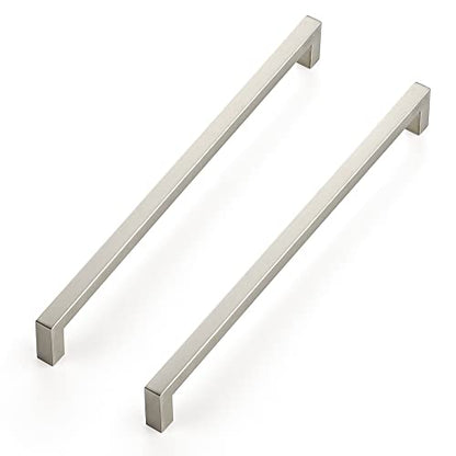 Ravinte Brushed Nickel Square Cabinet Handles & Pulls 11-5/16 Inch 10 Pack - size: 11-13-16 in (11-5/16 in Hole Center)