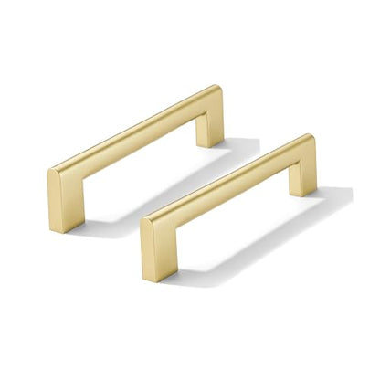 10 Pack 3-3/4 Inch Hole Center Brushed Gold Cabinet pulls Heavy Duty Solid Hardware for bathrooms Dressing Tables cabinets and Kitchen cabinets. - color: Brushed Gold, size: 3-3/4 Inch Hole Center