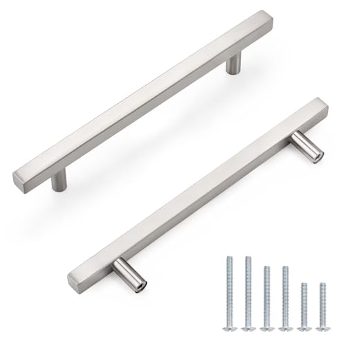 Probrico Brushed Nickel Cabinet Pulls & Handles 6.3" CC Square 5 Pack - color: Brushed Nickel, size: Hole Center: 160mm(6.3inch)