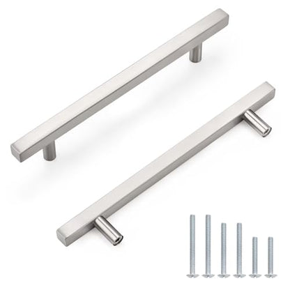 Probrico Brushed Nickel Cabinet Pulls & Handles 6.3" CC Square 5 Pack - color: Brushed Nickel, size: Hole Center: 160mm(6.3inch)