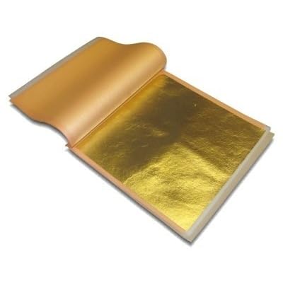 Tropical Glitz Auto-Grade Metal Leaf Book – 25 Sheets for Custom Paint, Gilding, and Airbrush Art (Gold, Copper, or Silver Foil) (24K Gold) - color: 24K Gold