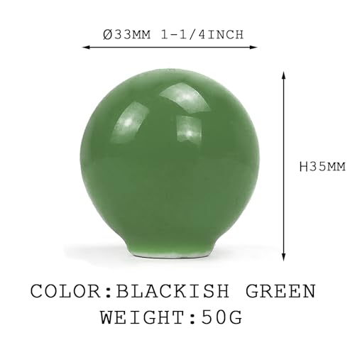 FOAN Cabinet Knobs 6 Pack, Ceramic Drawer Grip Handle, Suitable for Cupboard/Drawer/Dresser/Toilet/Kids Room, 1-1/4inch, Equipped with Multi Size Screws，Blackish Green - color: deep green