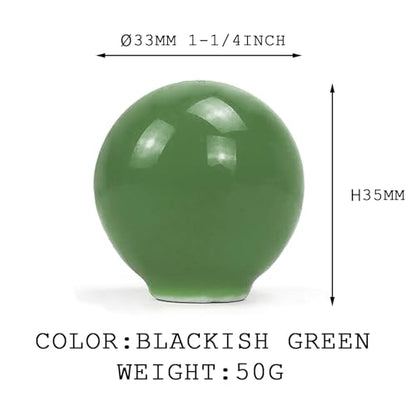 FOAN Cabinet Knobs 6 Pack, Ceramic Drawer Grip Handle, Suitable for Cupboard/Drawer/Dresser/Toilet/Kids Room, 1-1/4inch, Equipped with Multi Size Screws，Blackish Green - color: deep green