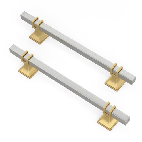 25 Pack 6-1/4 Inch Brushed Nickel and Gold Cabinet Pulls - color: Brushed Nickel & Matte Gold, size: 6-1/4 inch (160mm) Hole Center Pull
