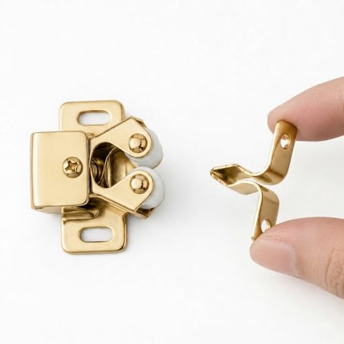 6 Pack Cabinet Latch, Cabinet Door Latch, Double Roller Catch for Cupboard Closet Door (Gold) - color: Gold