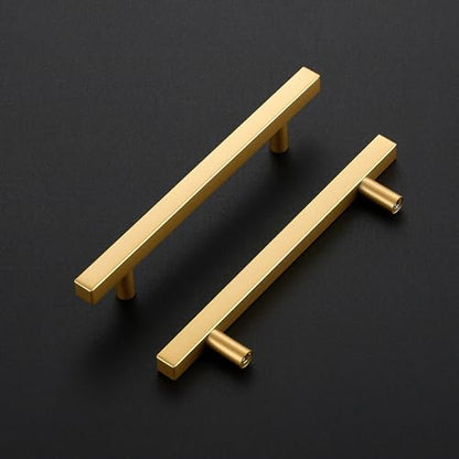 Ravinte Champagne Gold Handles Square Cabinet Hardware 4-1/2 Inch 10 Pack - size: 4-1/2" Hole Center