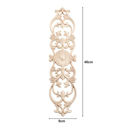2Pcs Wood Onlays Appliques, Long Wooden Carved Center Carvings Decals - color: 2-Pack, size: 15.8" x 3.6"