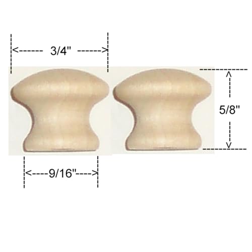 3/4" Small Mushroom Style Wood Cabinet Knob Drawer Pulls Maple - Round Knobs for Cabinets Unfinished Drawer Knobs Wood Knob Wooden Knobs Cabinet Knobs (10 pcs)
