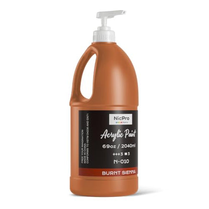 Nicpro Raw Sienna Large Acrylic Paint 69oz, Rich Pigment, Brown Craft Paint - color: Raw Sienna, size: 69 Fl Oz (Pack of 1)