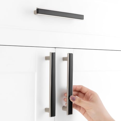Black and Nickel Cabinet Pulls Drawer Handles 5 Inch 5 Pack 2281 - color: Matte Black & Brushed Nickel, size: 5 In Hole Distance, style: 5 Pack