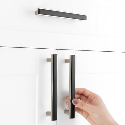 Black and Nickel Cabinet Pulls Drawer Handles 5 Inch 5 Pack 2281 - color: Matte Black & Brushed Nickel, size: 5 In Hole Distance, style: 5 Pack