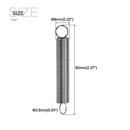 METALLIXITY Extension Spring (0.8x8x60mm/0.04"x0.32"x2.37") 5Pcs - size: 0.04"x0.32"x2.37"