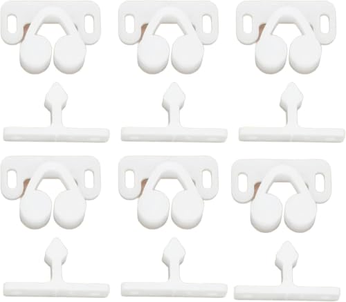 6Pcs White Marine Boat Ball Catch Door Cupboard Spring Back Plates Roller Latch Plastic Catches Cabinet Hardware