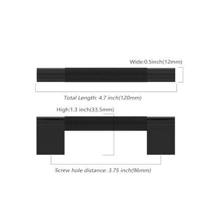 Asidrama 10 Pack 3.75 inch Matte Black Knurled Cabinet Handles - color: Matte Black, size: 3.75" Hole Center(96mm)