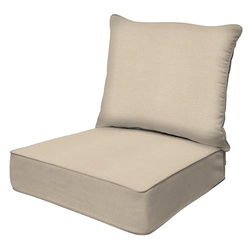 Honeycomb Outdoor Heritage Deep Seat Cushion for Patio Furniture, 25 x 26 - color: Textured Solid Almond, size: 25" W x 26" L