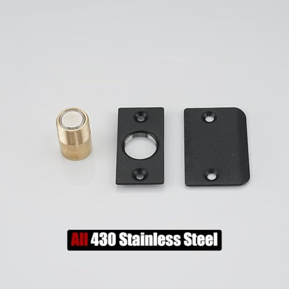 JQK Closet Magnetic Door Ball Catch Hardware, 430 Stainless Steel Catch Adjustable with Strike Plate, Black Finish 8 Pack, HBC120-BK-P8 - color: Black, size: Magnetic 8 Pack