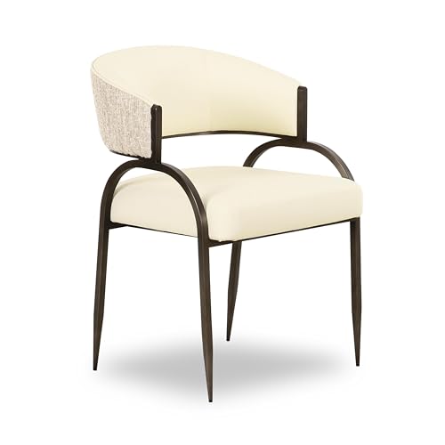 TOV Furniture Tatum Cream Vegan Leather 2-Tone Dining Chair - color: Cream