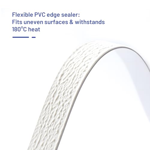 PVC Edge Banding 7/8 inch x 100ft Veneer Edge Banding White with Hot Melt Adhesive Pre - glued Iron on Edging Tape Trim for Cabinet Plywood Repairs and Furniture Restoration - size: 7/8 inch x 100ft