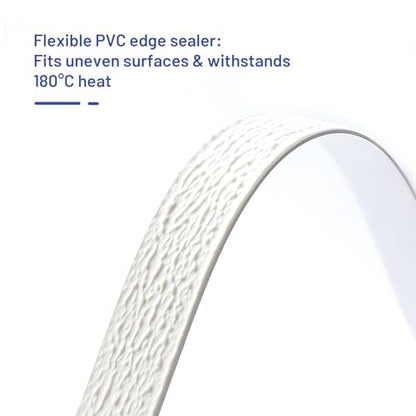 PVC Edge Banding 7/8 inch x 100ft Veneer Edge Banding White with Hot Melt Adhesive Pre - glued Iron on Edging Tape Trim for Cabinet Plywood Repairs and Furniture Restoration - size: 7/8 inch x 100ft