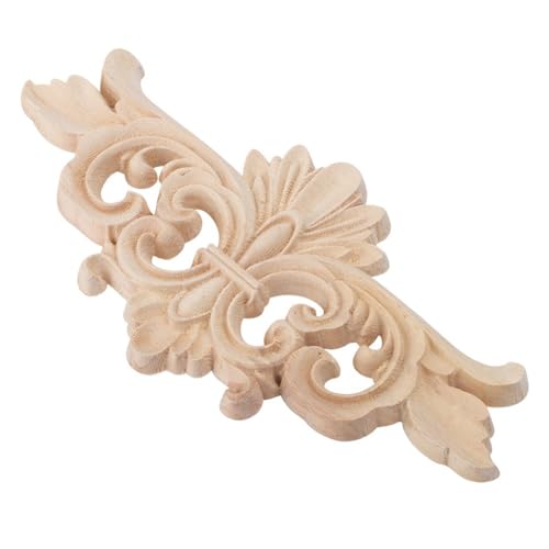 2Pcs Wood Carved Applique Decals – Unpainted Floral Onlay Ornament for Door, Furniture & Cabinets, DIY Project, Doors and Windows(Large) - size: Large