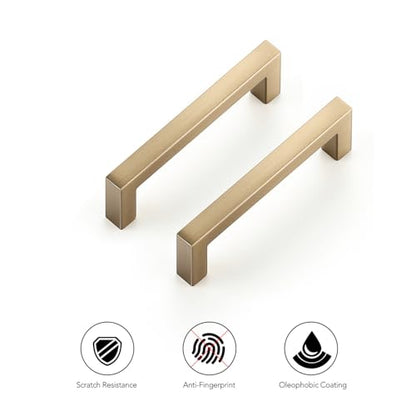 Ravinte Champagne Bronze Cabinet Handles Solid Cabinet Pulls 3 Inch 5 Pack - color: Champagne Bronze, size: Flat Black 3'' Hole Center