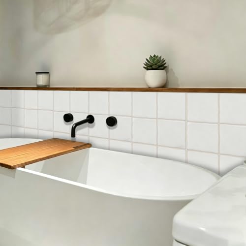 10pcs Peel and Stick White Backsplash Tiles – 7.87in x 7.87in Self-Adhesive Kitchen Wall Tiles, Bathroom Wall Panels, Modern DIY Stick On Tiles, Home Decor - color: Plain white