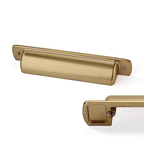 6 Pack Cup Pulls 3-3/4"(96mm) Center to Center Drawer Pulls Champagne Bronze Cabinet Cup Pulls Kitchen Cabinet Hardware Satin Brass Cabinet Handles Bin Cup Drawer Handles Gold Knobs. - color: Champagne Bronze, size: 3-3/4"(96mm) hole center, style: Quanti