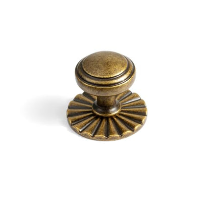 6Pack Antique Brass Cabinet Knob with Backplate Round Drawer Knob - color: Antique Brass, style: Daisy