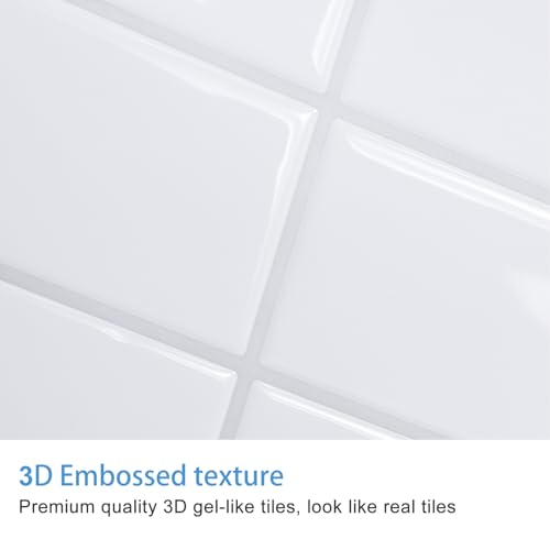 Alwayspon 10 Sheets 12" x12'' White Gray 3D Vinyl Backsplash Tiles, Self-Adhesive Peel and Stick Wall Tile Stickers Stick on Subway Tiles for Kitchen Bathroom Wall - color: White/Gray