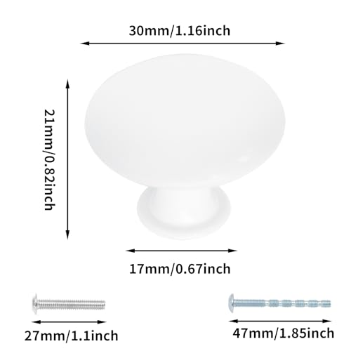 8 Pcs 30mm Antique White Kitchen Cabinet Knobs - color: White, size: 8 Pcs