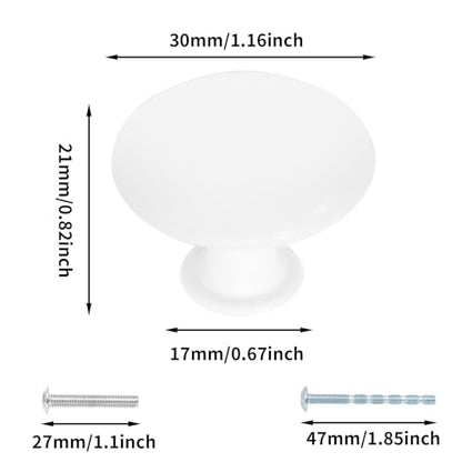 8 Pcs 30mm Antique White Kitchen Cabinet Knobs - color: White, size: 8 Pcs