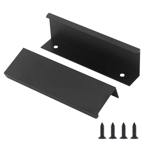 6 Pack Cabinet Pulls Black Modern Drawer Handles, Finger Edge Pull - color: 6 Pack, size: 3in(76mm) Hole Centers