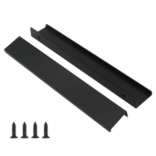 10 Pack Black Finger Pulls for Cabinets, Modern Edge Pulls Handles - color: Black-10Pack, size: 7.87in(200mm) Overall Length