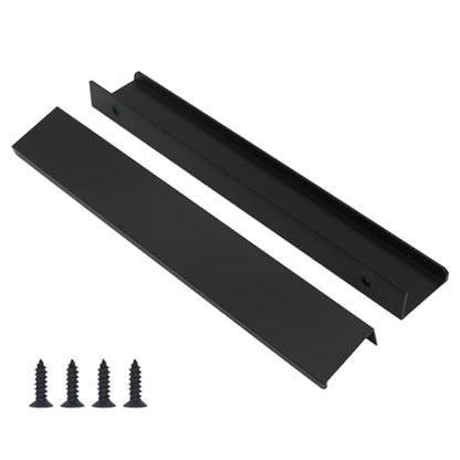 10 Pack Black Finger Pulls for Cabinets, Modern Edge Pulls Handles - color: Black-10Pack, size: 7.87in(200mm) Overall Length