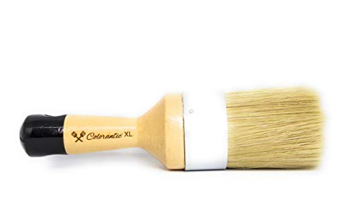 Colorantic | Large Furniture Round Oval Soft Wax Waxes Brush Brushes | Beeswax DIY Chalk Based Paint Fabric Painting (XL Round Natural Brush) - size: Round XL Natural Brush