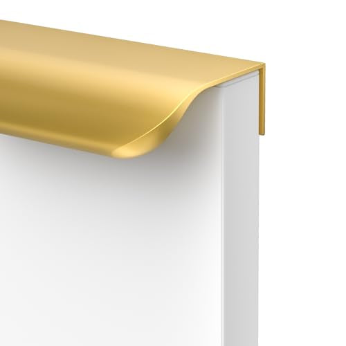 Goldenwarm Matte Gold Cabinet Handles, Finger Pulls Cabinet Edge Pulls 2-1/2 Inch 10 Pack | Brushed Brass Drawer Handles Flat Drawer Pulls Smooth Edge Hardware for Kitchen Cupboard - color: Matte Gold, size: Hole Center:64mm(2-1/2in)